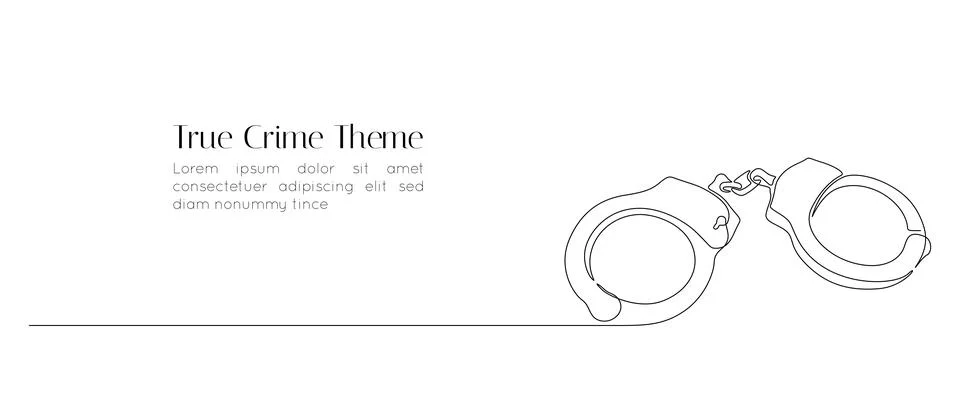 One continuous line drawing of closed handcuffs. Symbol of police justice and Stock Illustration
