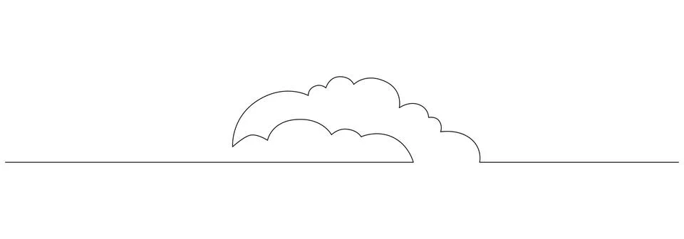 One continuous line drawing of Clouds in the sky. Weather and climate symbol and Stock Illustration