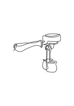 One Continuous line drawing of the coffee in modern minimalistic style, Stock Illustration