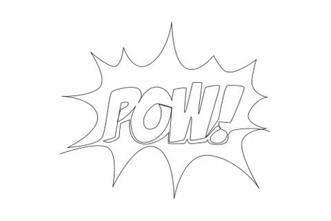 One continuous line drawing of comical cute and cool typography quote - Pow Stock Illustration