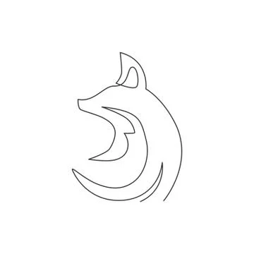 One continuous line drawing of cute fox business logo icon. Multinational Stock Illustration