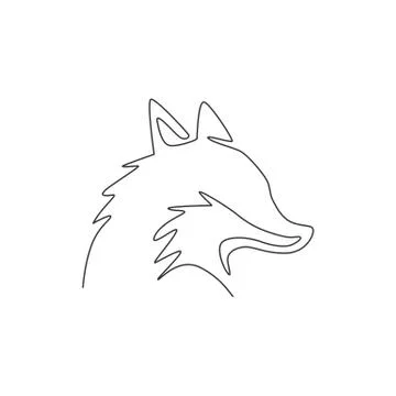 One continuous line drawing of cute fox business logo icon Illustrazione stock