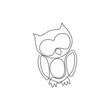 One continuous line drawing of cute owl bird for company logo identity Illustrazione stock