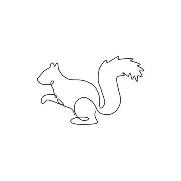 One continuous line drawing of cute squirrel for company logo identity Illustrazione stock