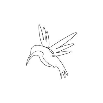 One continuous line drawing of cute hummingbird for company business logo Illustrazione stock