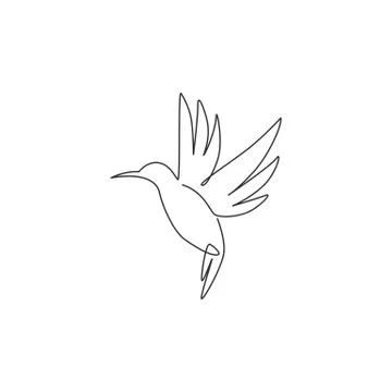 One continuous line drawing of cute hummingbird for company business logo Stock Illustration