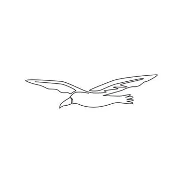 One continuous line drawing of cute albatross for bird conservation logo Stock Illustration