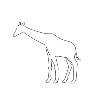 One continuous line drawing of cute giraffe for national zoo logo identity Illustrazione stock