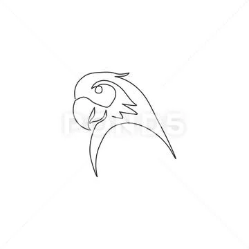 One continuous line drawing of cute parrot bird... - Stock Illustration  [99300352] - PIXTA