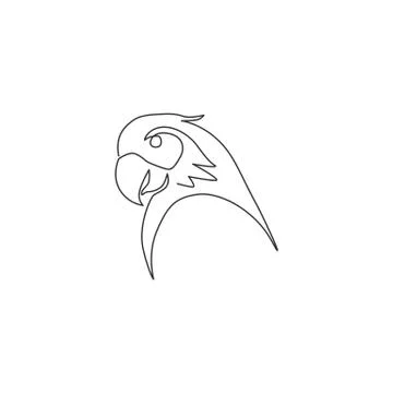 One continuous line drawing of cute parrot bird head for logo identity Illustrazione stock