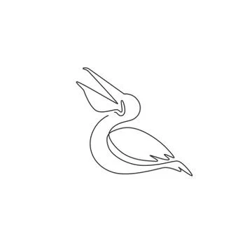 One continuous line drawing of cute pelican for delivery service company logo Stock Illustration