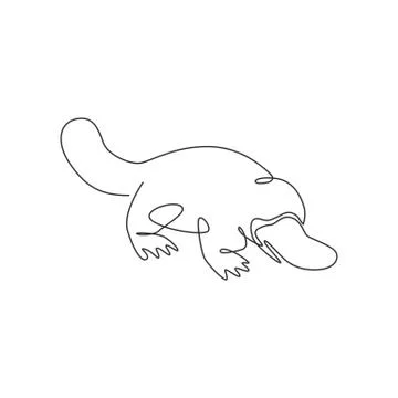 One continuous line drawing of cute Australian platypus for logo identity Stock Illustration