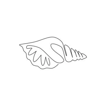 One continuous line drawing of cute sea snail shell for marine logo identity Stock Illustration