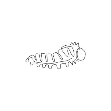One continuous line drawing of cute caterpillar for company logo identity Stock-Illustration