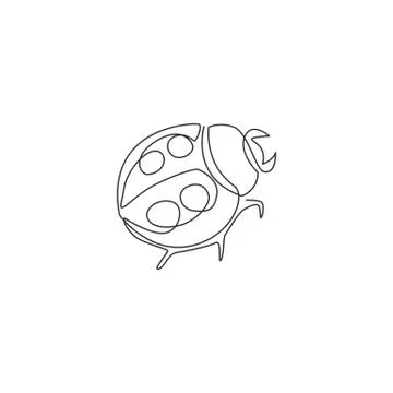 One continuous line drawing of cute ladybug for company logo identity Illustrazione stock