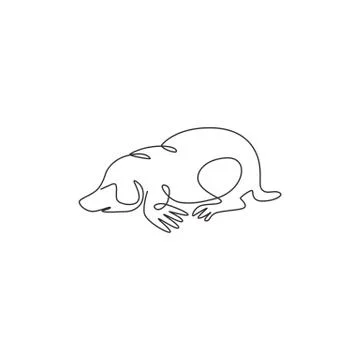 One continuous line drawing of cute lawn mole for company logo identity Stock Illustration