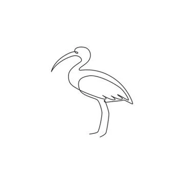 One continuous line drawing of cute ibis for company logo identity Stock Illustration