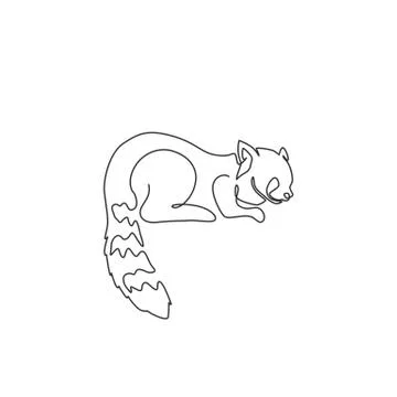 One continuous line drawing of cute red panda for company logo identity Stock Illustration