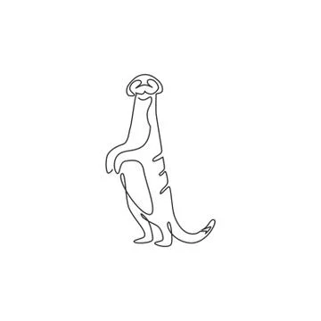 One continuous line drawing of cute meerkat for company logo identity Illustrazione stock