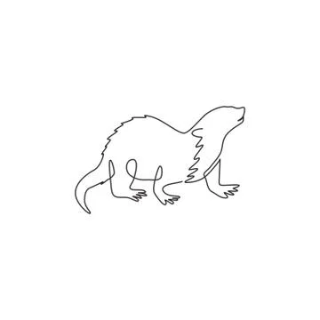 One continuous line drawing of cute otter for company logo company identity Stock Illustration
