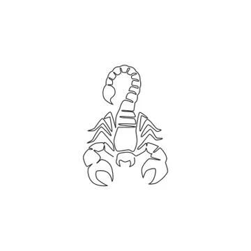 One continuous line drawing of danger scorpion for company logo identity Illustrazione stock