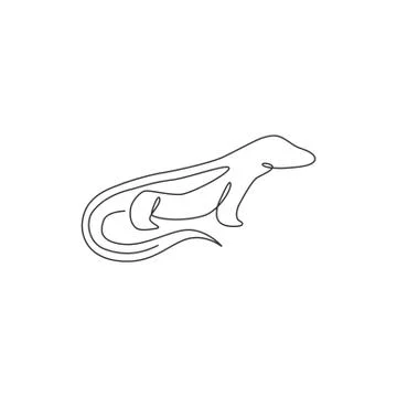 One continuous line drawing of dangerous komodo dragon for company logo Illustrazione stock