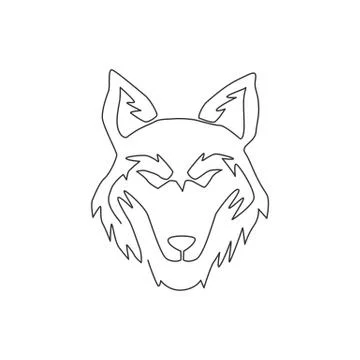 One continuous line drawing of dangerous wolf head for business logo identity Stock Illustration