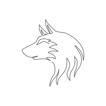 One continuous line drawing of dangerous wolf head for business logo identity 스톡 일러스트
