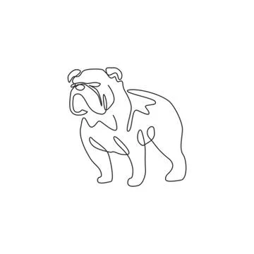 One continuous line drawing of dashing bulldog for company logo identity Illustrazione stock