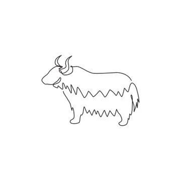 One continuous line drawing of dashing yak for company logo identity Stock-Illustration