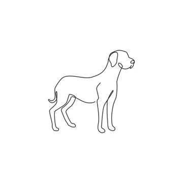 One continuous line drawing of dashing great dane dog for security company Illustrazione stock