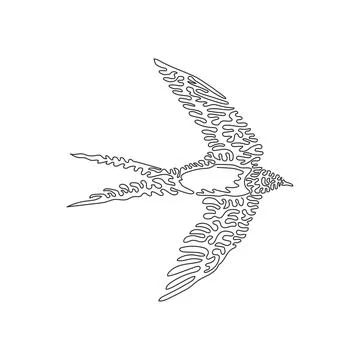 One continuous line drawing design vector illustration of beautiful swallow Stock Illustration