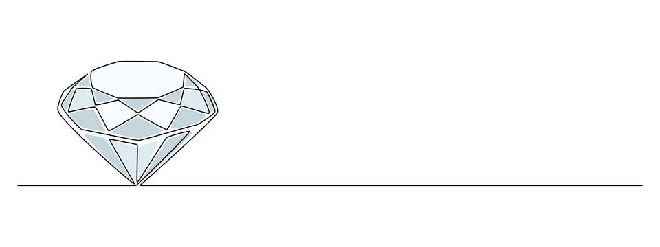 One continuous line drawing of Diamond. Crystal jewel stone symbol logo in Stock Illustration