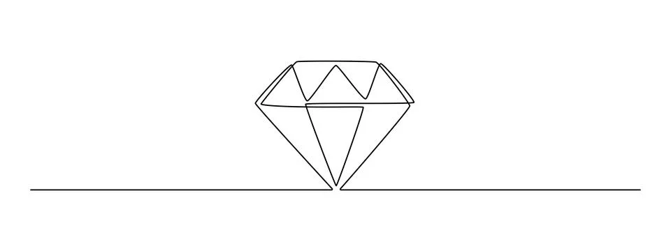 One continuous line drawing of Diamond. Crystal jewel stone symbol for neon logo Stock Illustration