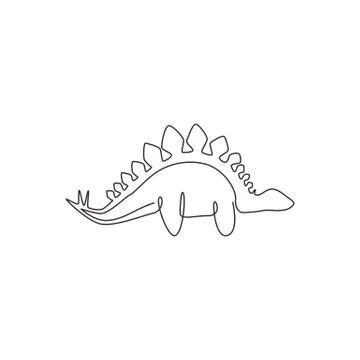 One continuous line drawing of dinosaurs stegosaurus animal for logo identity. Illustrazione stock