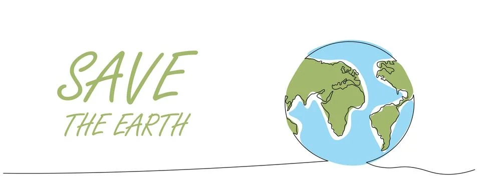 One continuous line drawing of Earth globe.World map doodle line drawing. E.. Stock-Illustration
