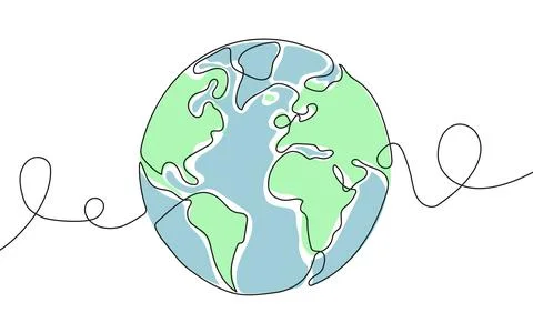 One continuous line drawing of Earth globe. Illustrazione stock