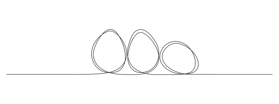 One continuous line drawing of Easter eggs. Greeting banner design in simple イラスト素材