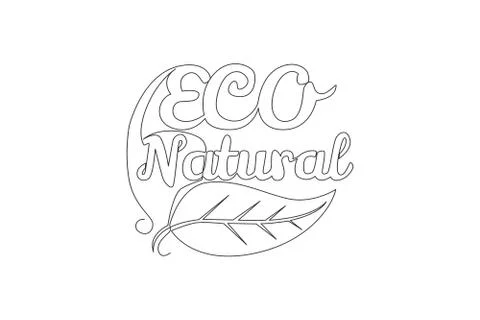 One continuous line drawing of eco green and organic food typography quote Stock Illustration