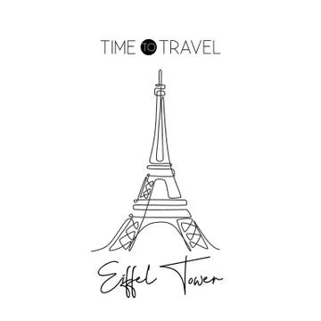 One continuous line drawing Eiffel Tower. Romantic iconic place in Paris Stock-Illustration
