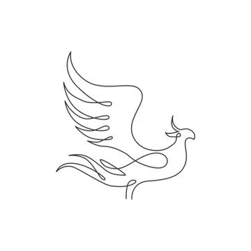 One continuous line drawing of elegant phoenix bird for company logo identity Illustrazione stock