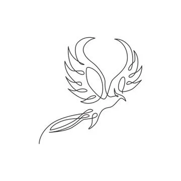 One continuous line drawing of elegant phoenix bird for company logo identity Stock-Illustration