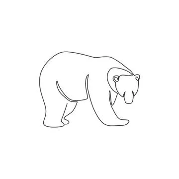 One continuous line drawing of elegant bear for company logo identity イラスト素材