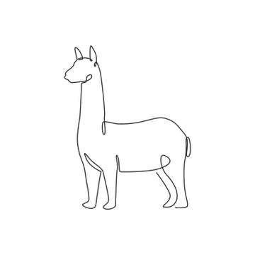 One continuous line drawing of elegant llama for company logo identity 스톡 일러스트