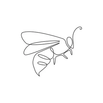 One continuous line drawing of elegant bee for company logo identity Stock Illustration