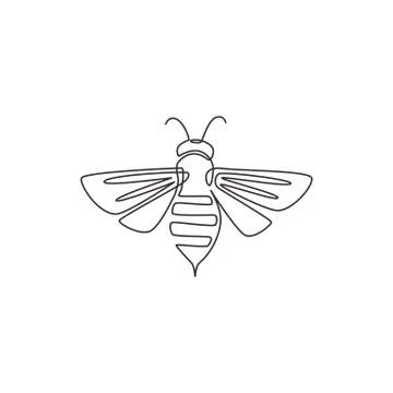 One continuous line drawing of elegant bee for company logo identity Illustrazione stock