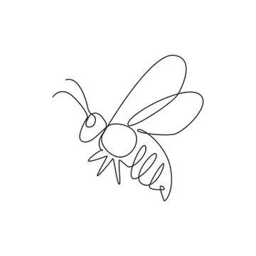 One continuous line drawing of elegant bee for company logo identity Stock Illustration