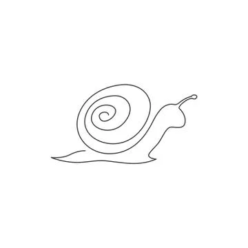 One continuous line drawing of exotic snail with spiral shell mascot concept 스톡 일러스트