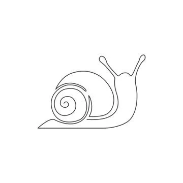 One continuous line drawing of exotic snail with spiral shell mascot concept Stock Illustration