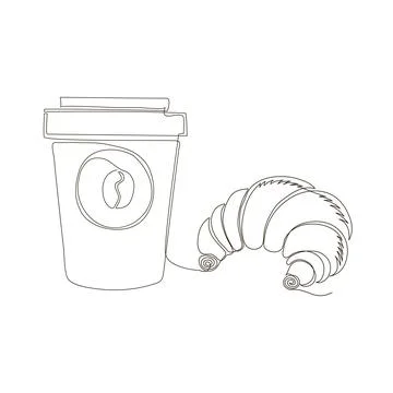 One Continuous Line Drawing. Fast Food Doodle. Modern Minimalistic Style. Swe Stock Illustration